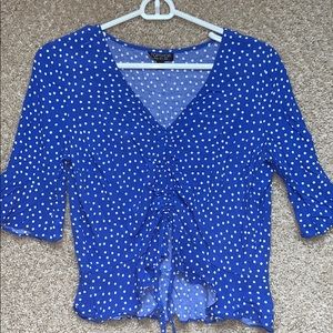 TOPSHOP POLKA DOT RUSHED FRONT TOP